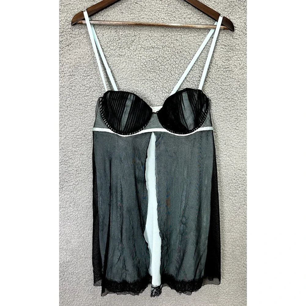 Ambrielle Babydoll Chemise XL Blue Lace Nightgown Fairy Goth‎ Slip Dress Y2K